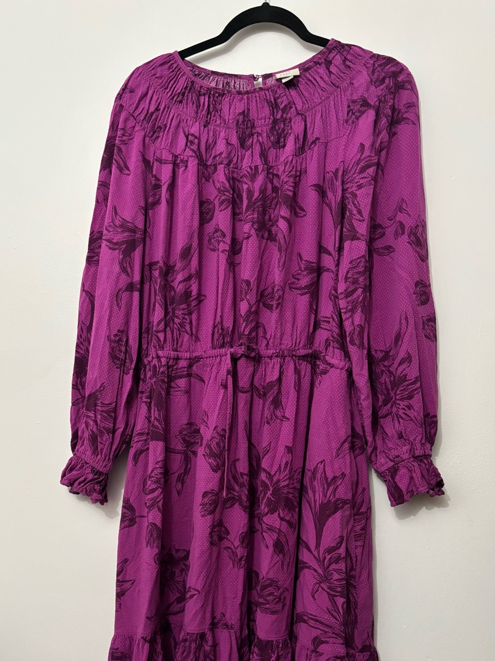 A New Day Women's Purple Floral Long-Sleeve Midi Dress